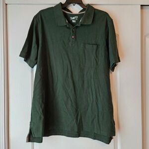 Duluth Trading Co Polo Shirt Men 2XL Tall‎ Green Relaxed Fit Casual Collared